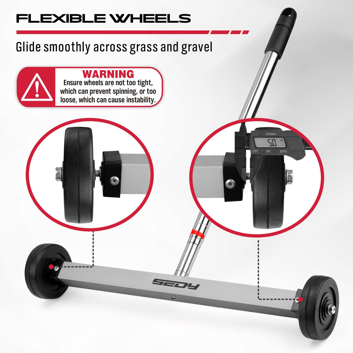 Magnet Sweeper Magnetic Nail Roller: 17-Inch Heavy Duty Magnet Nail Pickup Rolling Tool with Telescoping Adjustable Handle 8.8-Pound Capacity Ideal for Workshop Garage Yard Construction Cleanup SEDY