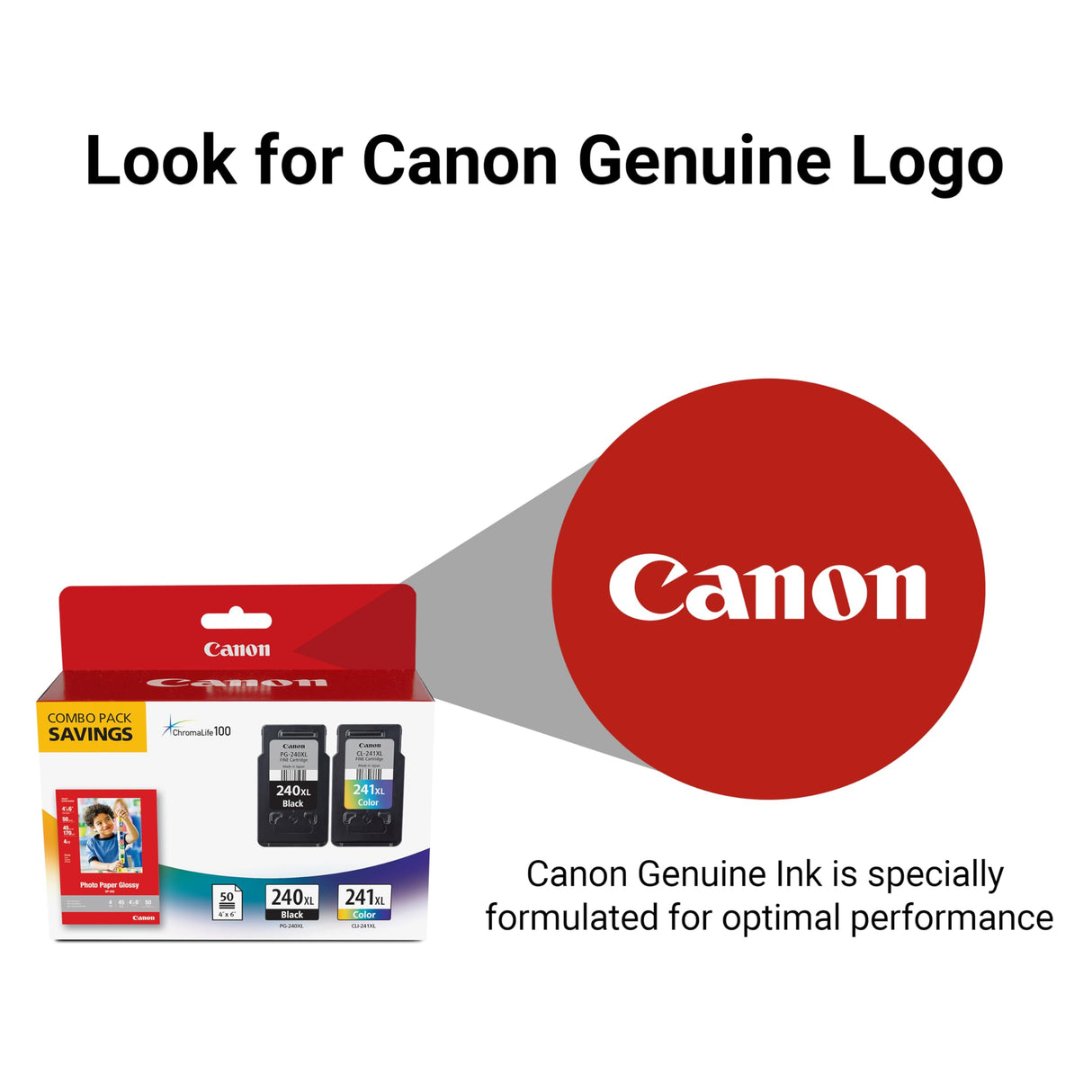 Canon PG-240 XL / CL-241 XL Genuine Ink Value Pack (2 Cartridges) with 50-Sheet Photo Paper, Compatible with MG2120/3120/4120/2220/3220/4220/3520/3620, MX372/392/432/452/472/512/522/532, TS5120 Canon