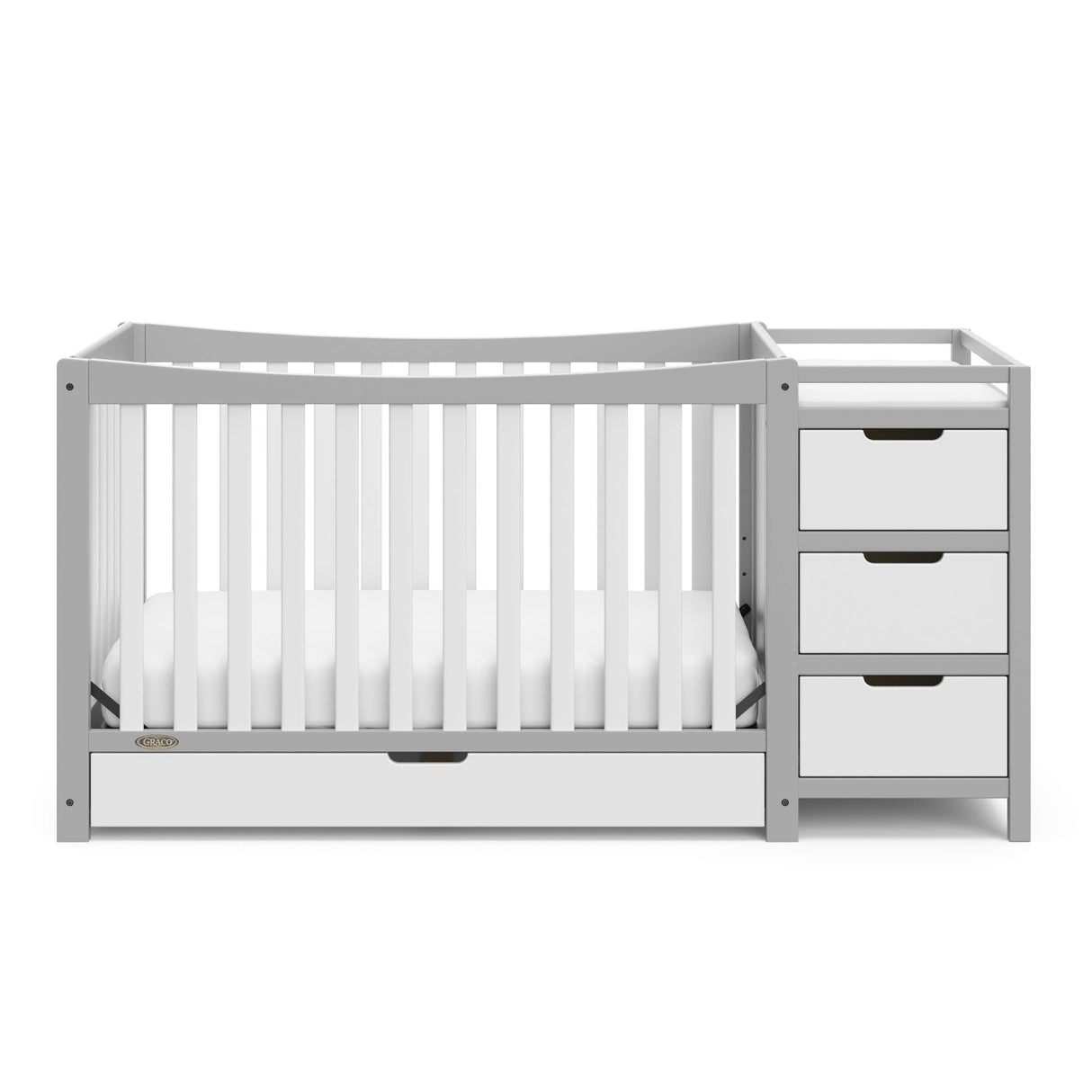 Graco Remi 4-In-1 Convertible Crib & Changer With Drawer (Pebble Gray & White) – GREENGUARD Gold Certified, Crib And Changing-Table Combo, Includes Changing Pad, Converts To Toddler Bed, Full-Size Bed Graco