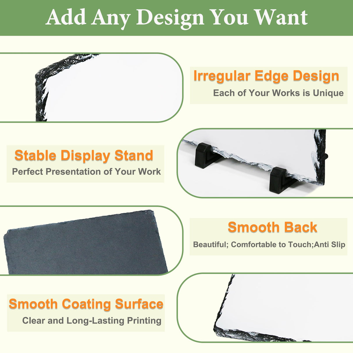 Sunnyglade 6 Pack Sublimation Slate Blanks, Stone Slate Heat Thermal Transfer Picture Frame, 5.9x7.9 Inch Rock Sheet Photo Frame with Display Holder, Decor DIY for Desktop Souvenir Custom Design (6) Sunnyglade