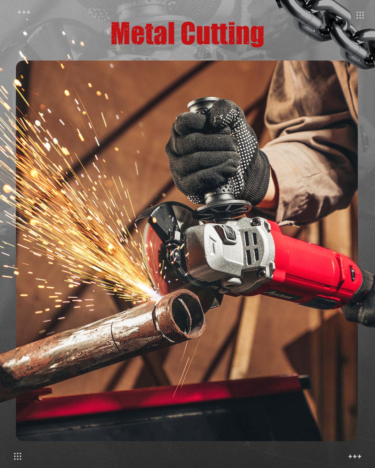 AVID POWER Angle Grinder 4-1/2 Inch 8.0 Amp 1000W Electric Grinder Tool 7-Variable-Speed Metal Grinder, 11,500 RPM, Paddle Switch with Lock-on Button, Cutting & Grinding Wheels and Side Handle AVID POWER