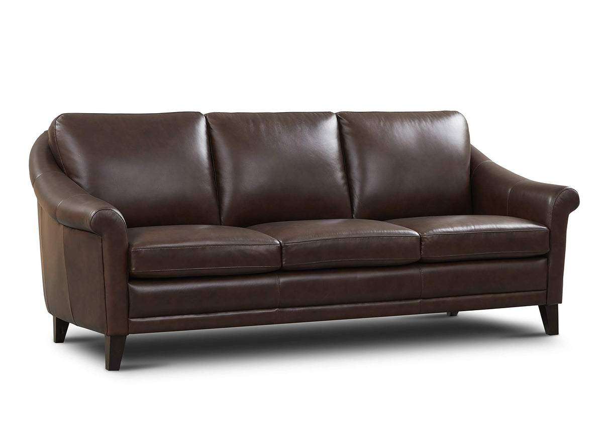 Sienna 100% Genuine Leather Midcentury Modern Sofa, Brown Hello Sofa Home