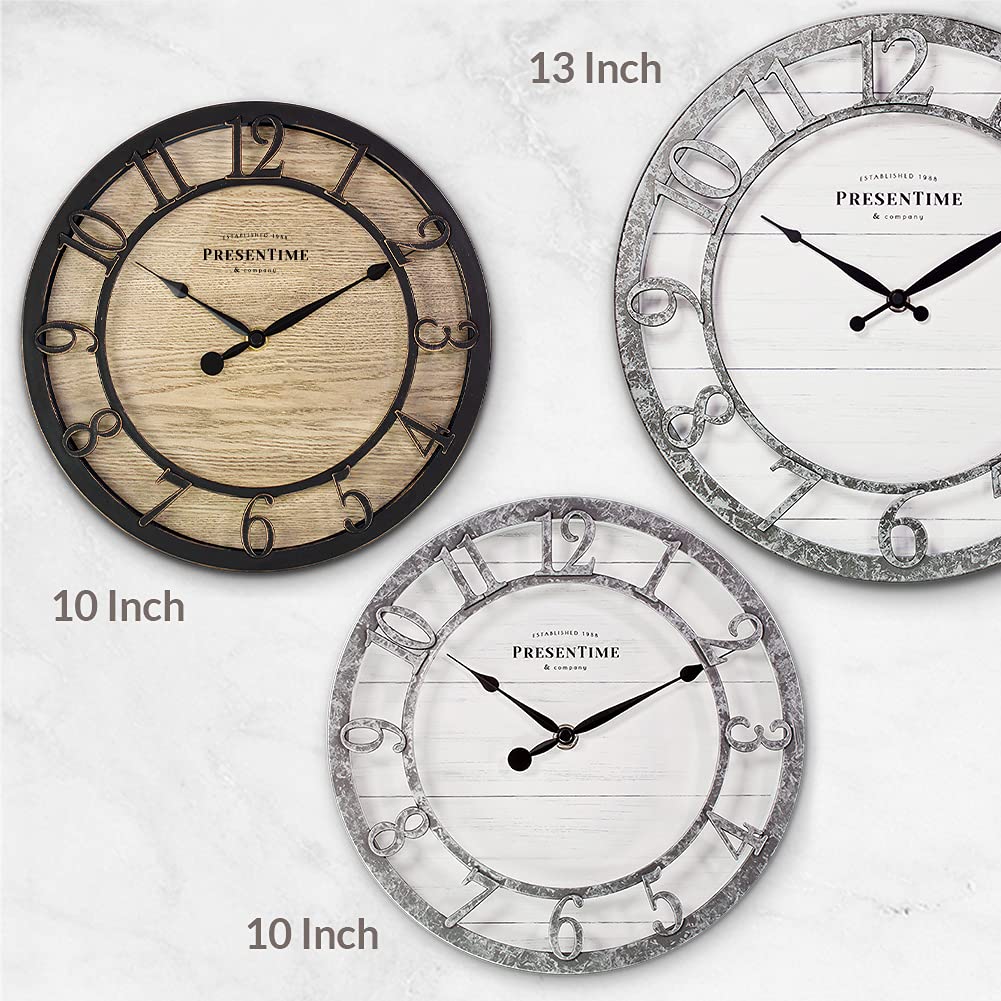 Presentime & Co 10" Farmhouse Series Wall Clock, Cottage Style, Vintage Design, Oil Rubbed Bronze Presentime