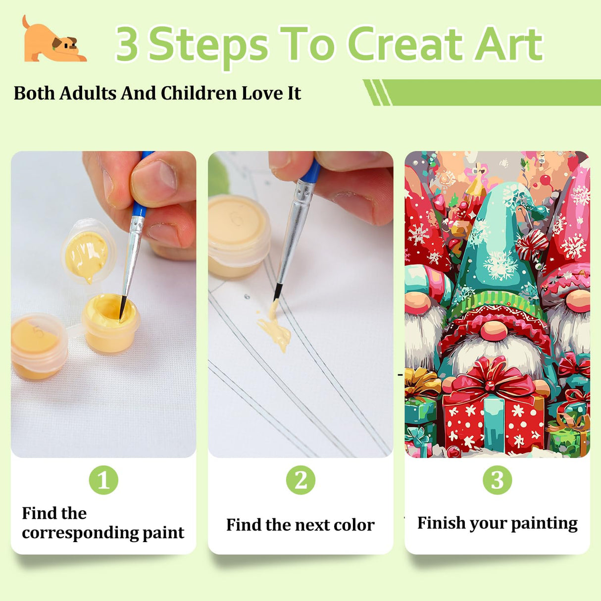 Reivworl Christmas Paint by Numbers Kit for Adults Beginners, Gnome Paint by Numbers, Adult Paint by Number Kits for Gifts and Home Wall Decor 16x16 Inch Reivworl