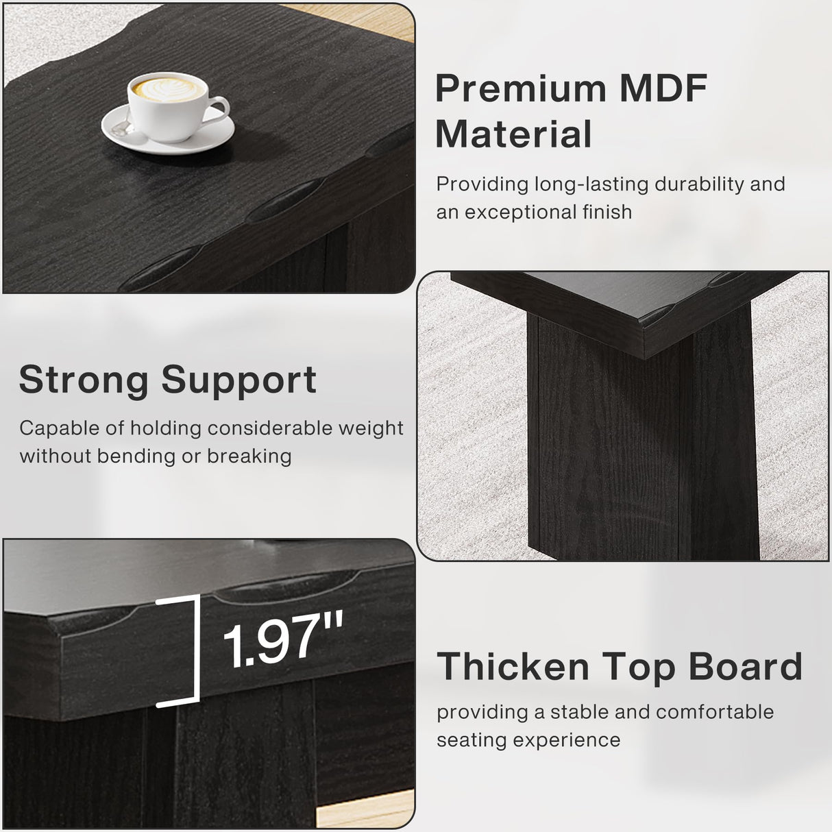 Tribesigns Wooden Entryway Bench, 47-Inch Wood Dining Table Bench with Sturdy Frame for Dining Room Bedroom Living Room Hallway Kitchen, Easy Assembly (Black) Tribesigns