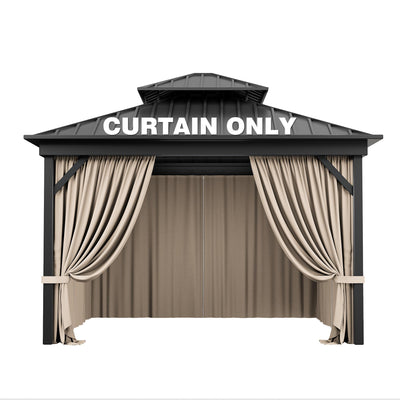 Pakunoda Gazebo Curtain Replacement Universal 4-Panel Sidewalls 10' X 10', Outdoor Privacy Curtains with Double Zipper, Replacement for Patio, Outdoor Canopy, Garden, and Backyard (Curtain Only)
