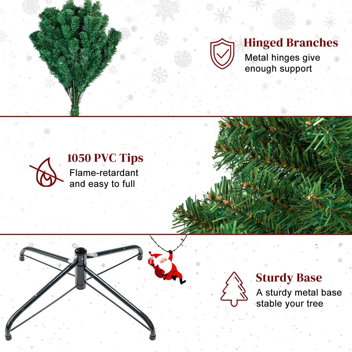 Karl home 8ft Green Artificial Christmas Tree, Classic Spruce Tree with Sturdy Metal Stand for Home, Office, Party Festival Holiday Decoration,1454 PVC Branch Karl home