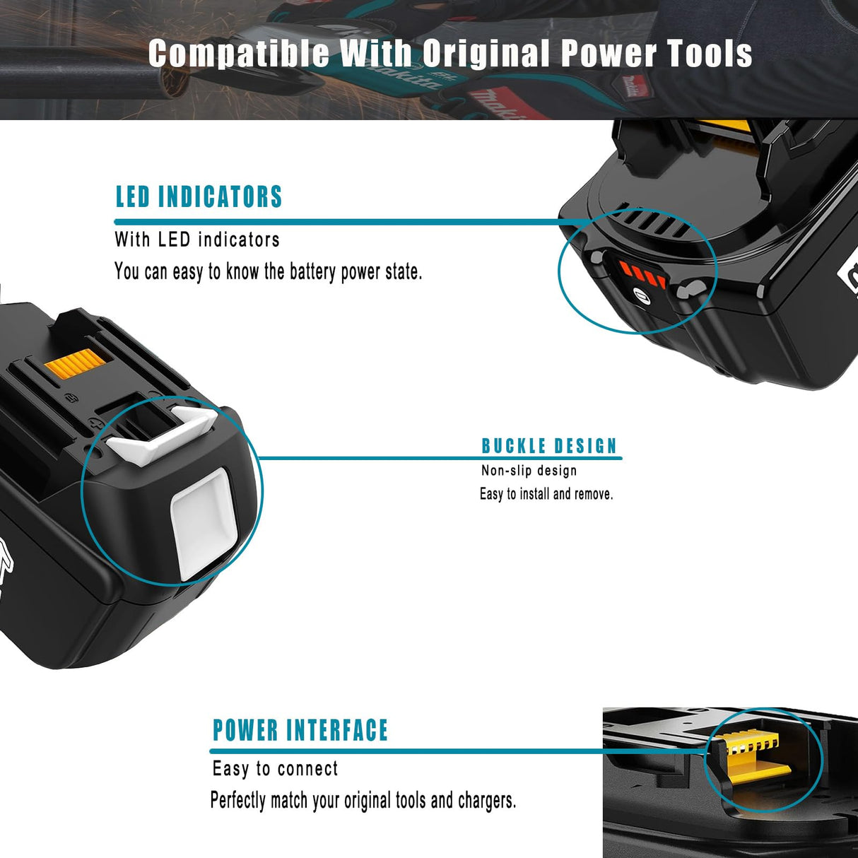 ZJEOSO Replacement for Makita 18V Battery BL1850B 5.0Ah Lithium Compatible with Makita Battery 18 Volt BL1860B BL1850B BL1840B BL1830B BL1815B Series Batteries ZJEOSO