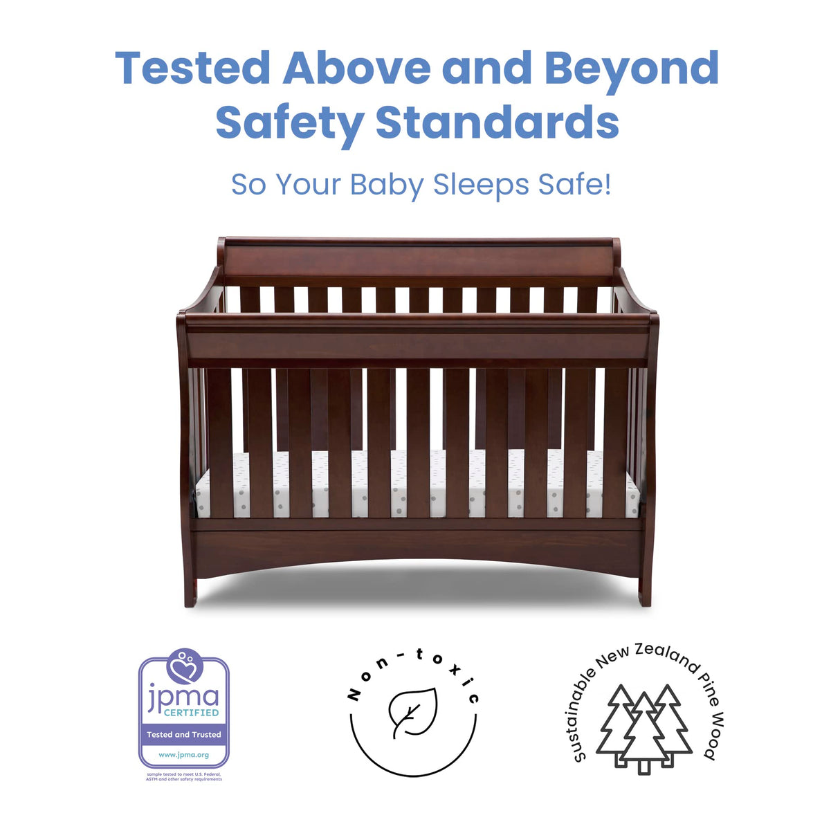 Delta Children Bentley S Series 4-in-1 Convertible Baby Crib, Chocolate Delta Children