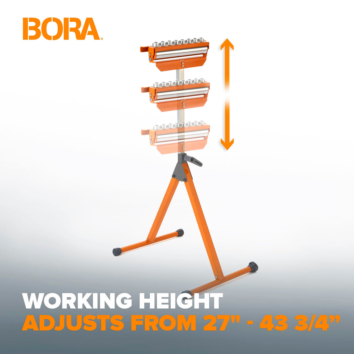 BORA Portamate PM-5093 Tri Function Pedestal Roller 11.25" Polished Steel Roller, Ball Bearing Multi-Directional Rollers Bora