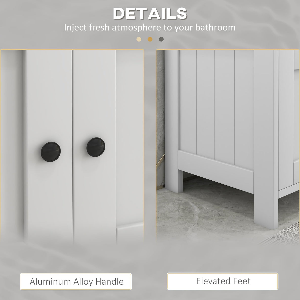 kleankin Pedestal Sink Storage Cabinet, Bathroom Under Sink Cabinet with 2 Doors and Open Shelf, Bathroom Vanity, White kleankin