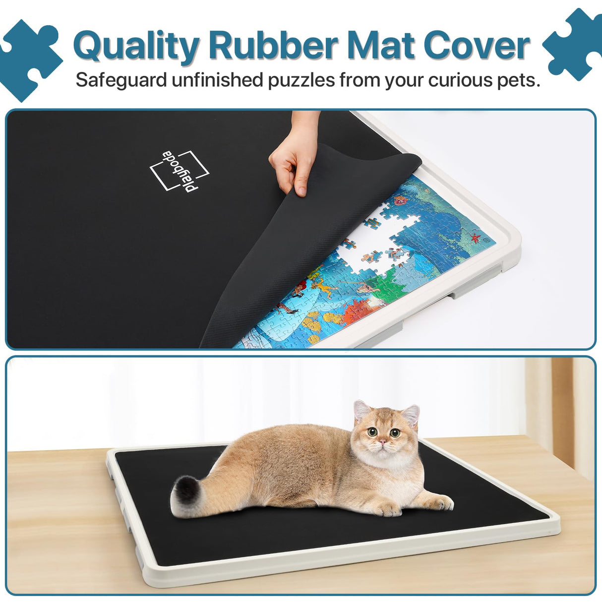 Playboda 1500 Pieces Rotating Plastic Puzzle Board with Drawers and Cover, 35"x27" Portable Jigsaw Puzzle Table for Adults, Lazy Susan Spinning Puzzle Boards (Patent Design) Playboda