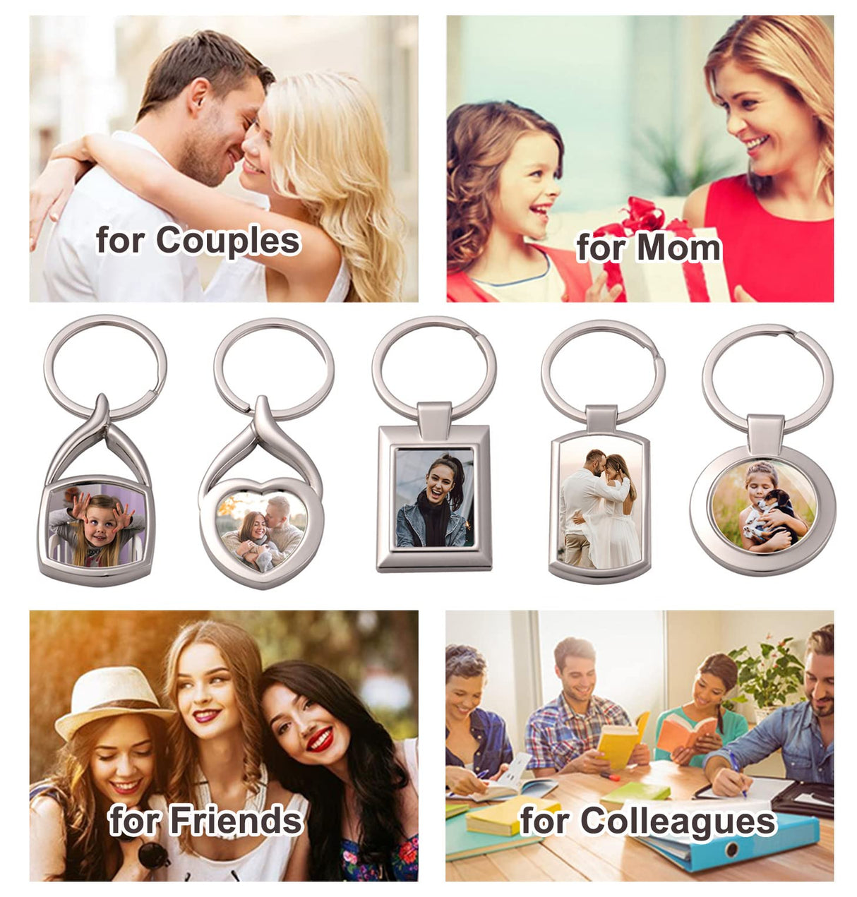 Joiit 10Pcs Sublimation Keychain Blanks Rectangle Bulk, Heat Transfer Press Key Chains with Keyrings for Photos, Laser Engraving Crafts Joiit