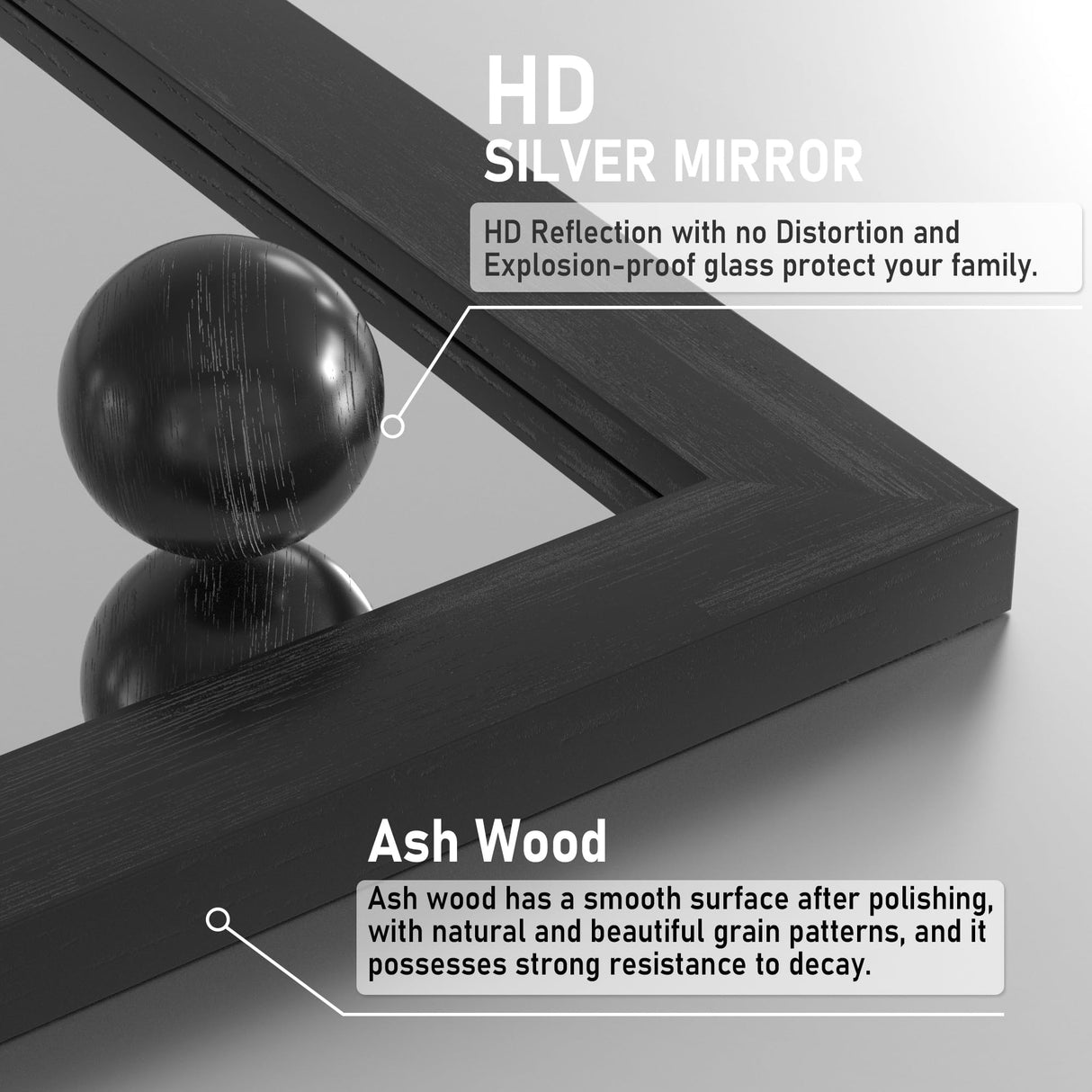 Black Farmhouse Mirror - 24x36INCH Wood Framed Square Bathroom Mirror for Vanity, Barn Door Style Wall Mounted Dresser Decor Living Room Bedroom Vertical PAIHOME