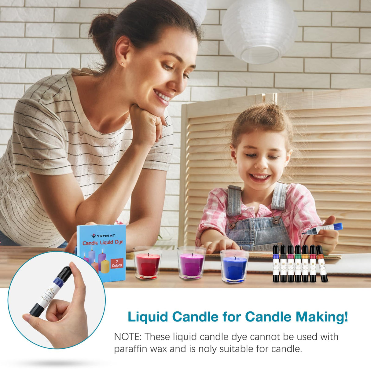 YRYM HT Candle Dye - 7 Colors Candle Making Liquid Dye,Candle Color Dye Set for Candles Making(7 Bottle) YRYM HT