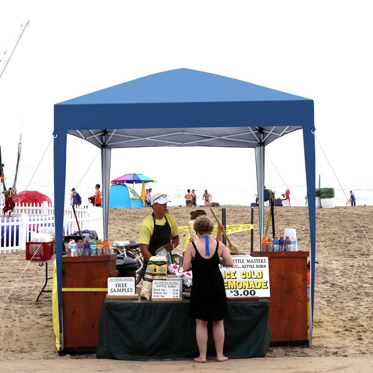 VINGLI 6.5x6.5 Pop Up Canopy Tent, Outdoor Tent Canopy Foldable Portable Canopies for Camping, Patio, Parties, EZ Up Gazebo Canopy with Carry Bag (Blue) VINGLI