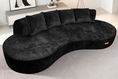 HABUTWAY 104'' Modular Sectional Sofa with Memory Foam Filled, Modern Curved Sofa Deep Seat Cloud Couch with 4 Pillows, No Assembly Required, Oversized Couches for Living Room Apartment Office, Black