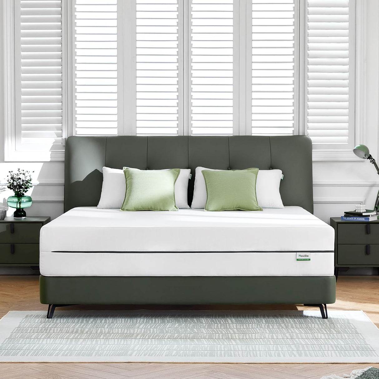 Novilla Queen Mattress, 8 Inch Memory Foam Mattress for Pressure Relief & Comfort Sleep, Medium Firm Feel with Motion Isolating, Queen Mattress in a Box, White Novilla