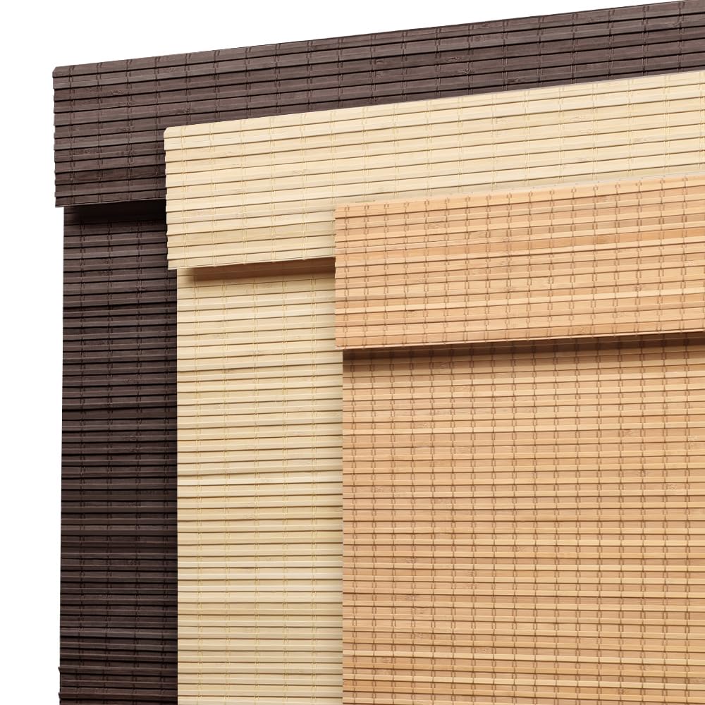 SEEYE Cordless Bamboo Roman Shades, Blackout Natural Bamboo Blinds for Indoor Windows, Roll Up Blind Privacy Shade for Home, Office, Door, UV Resistant & Easy to Install, 22" W x 64" H, Carbonized SEEYE