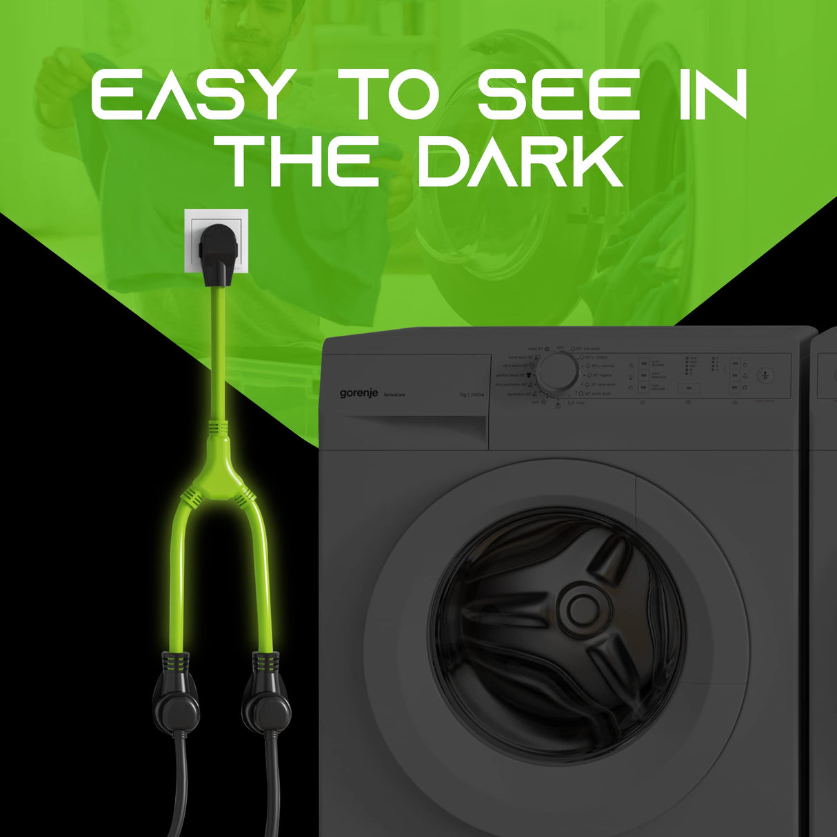 GearIT 4 Prong Dryer Y-Splitter 30 Amp NEMA 14-30P to (2) NEMA 14-30R Receptacle - STW 10AWG 4C Power Cord Adapter for Multiple Outlet Dryer Outlet and EV Charger - 2.2 Feet GearIT