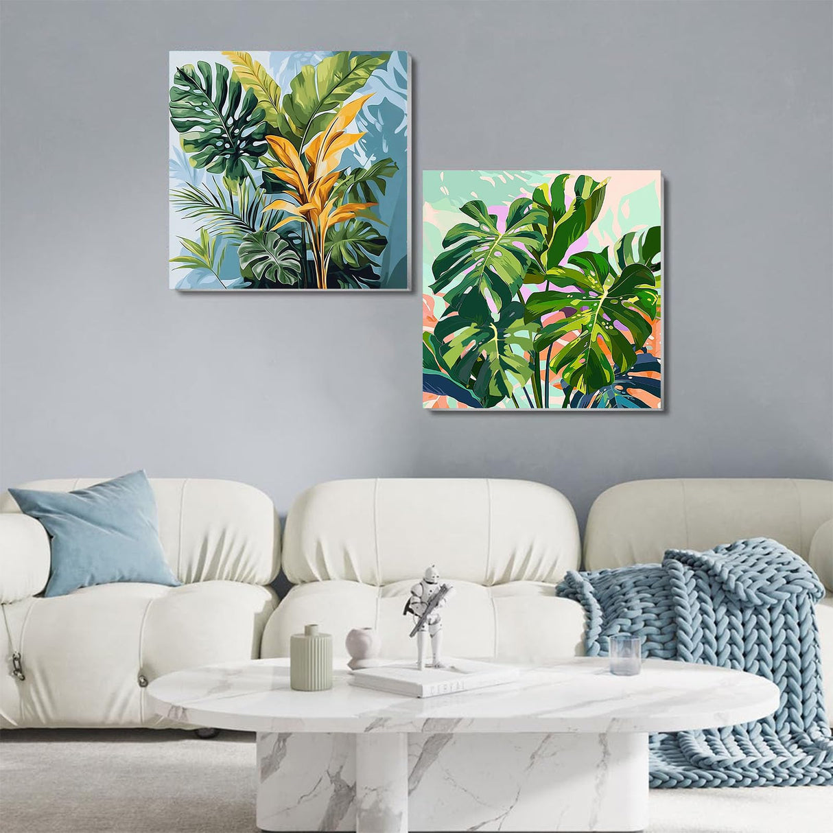 2 Pack Paint by Numbers with Frame,Plants Paint by Numbers Kit for Adults,Plant Painting by Numbers for Beginner on Canvas,Easy Oil Painting Arts Gift Crafts Kits for Home Wall Decor 8x8inch YarnWhimsy