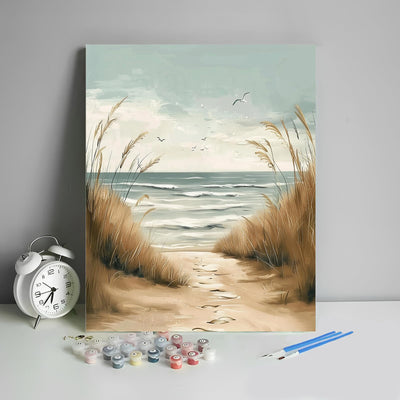 Paint by Numbers Kit for Adults Beginner Beach Paint by Number Seaside Adult Paint by Number Kits On Canvas Coastline Paint by Numbers DIY Adult Paint by Numbers Home Decor, 16 x20 Inch