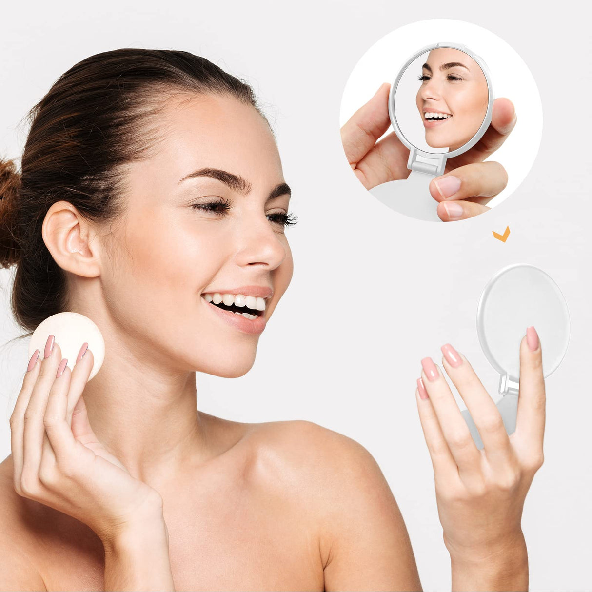 Yalikop 36 Pcs Compact Mirror Bulk Round Makeup Mirror Portable Makeup Mirror Mini Folding Mirror for Purse Women Travel Daily Use(White) Yalikop