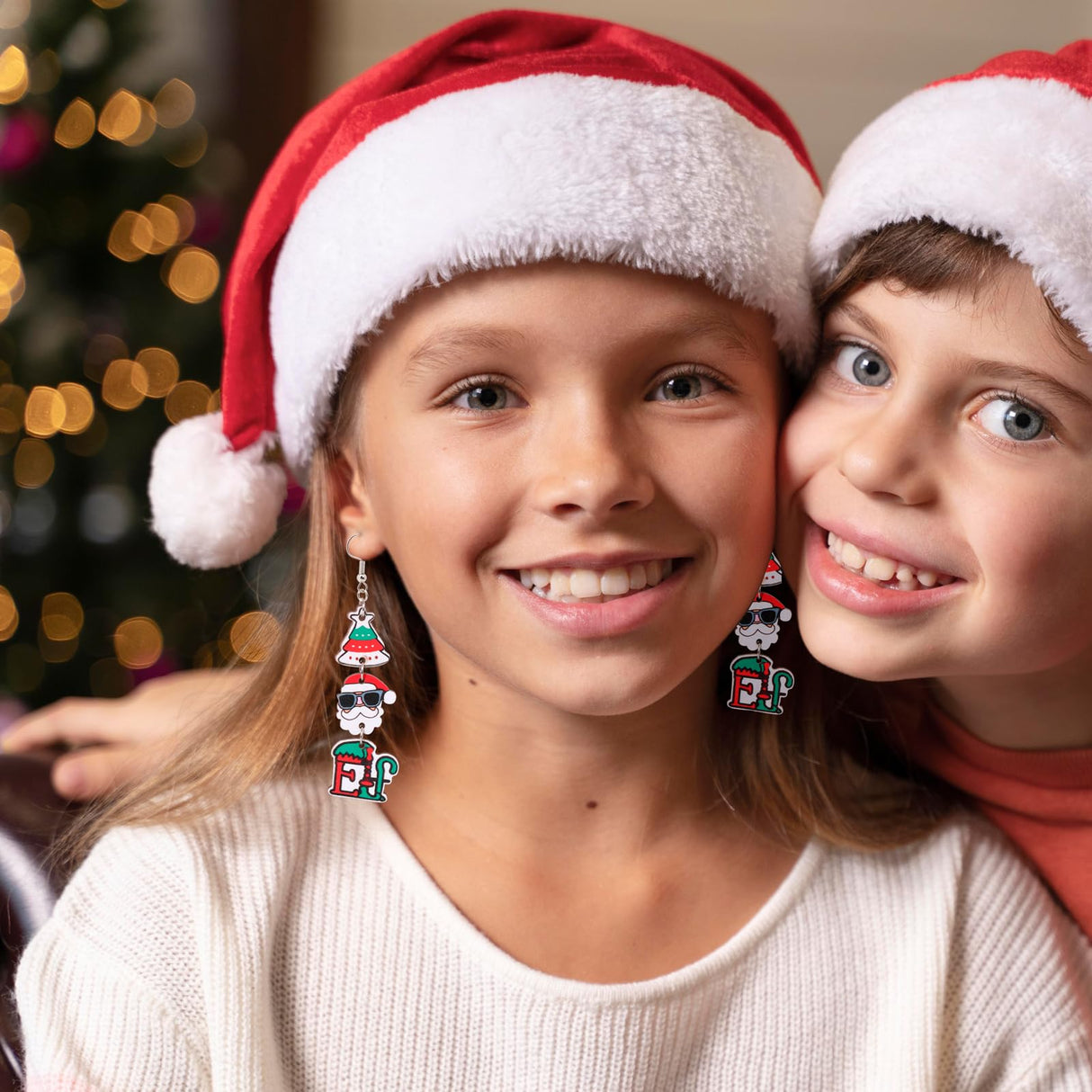 Risyfjew 8 Pairs Christmas Earrings for Women Lightweight Wooden Christmas Drop Dangle Earrings Christmas Tree Gingerbread Decoration Cute Gifts Jewelry for Women Risyfjew