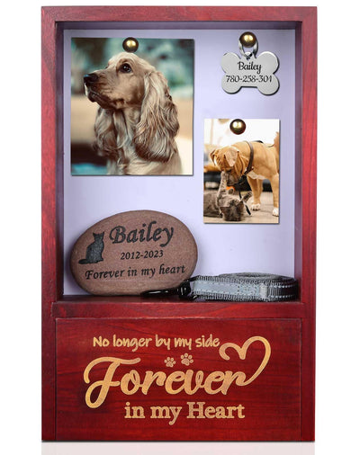 Pet Memorial Shadow Box Sympathy Gift Wooden Cat Dog Memorial Keepsake Box