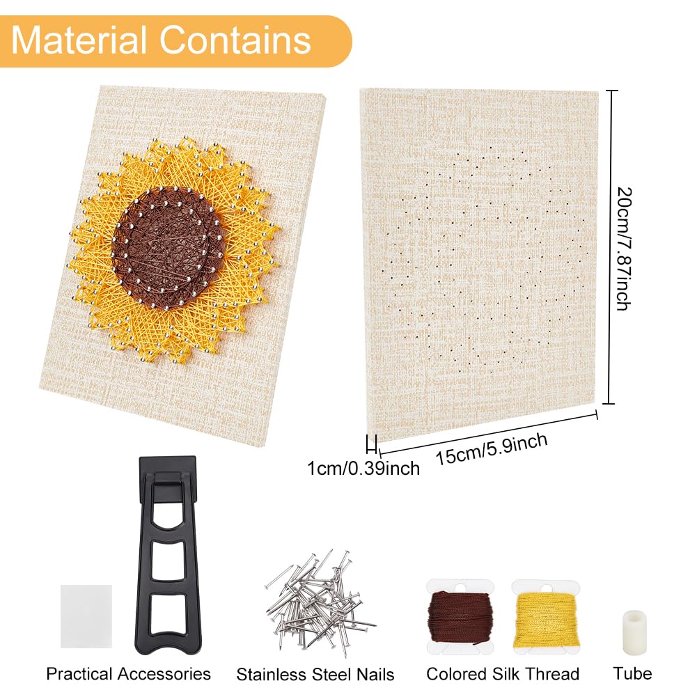 WEBEEDY DIY String Art Kit Craft for Beginners Sunflower Nail String Art Supplies DIY Poke Arts Craft Projects Winding Drawing Package Set Christmas Unique Wall Decor Gift WEBEEDY