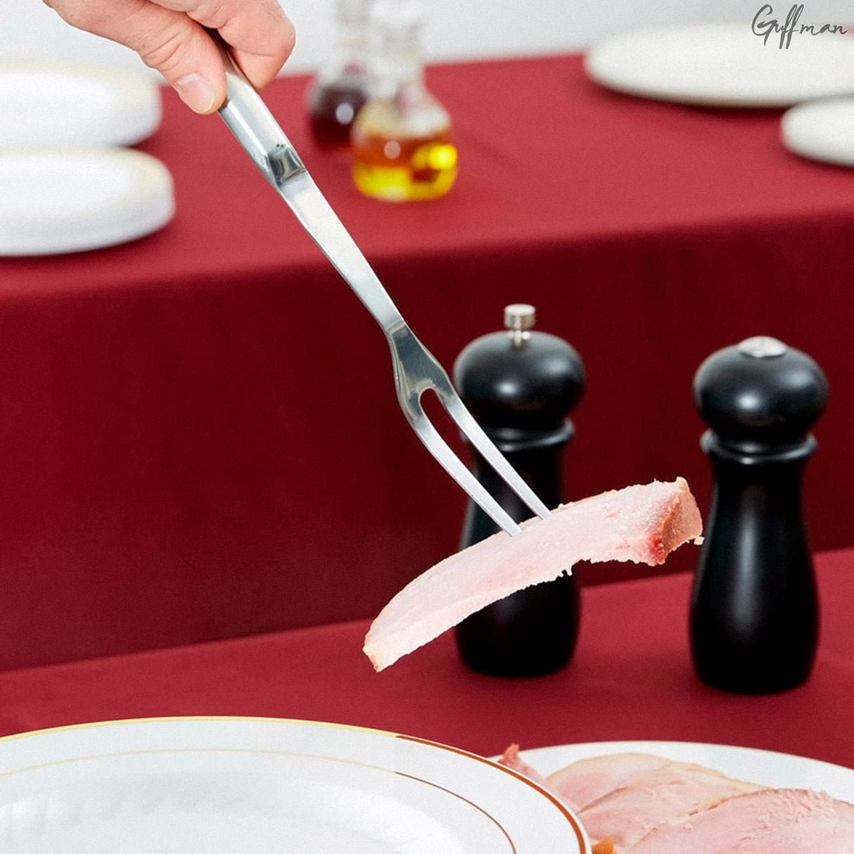 Browne Two Pronged Fork Tine Elite - 11 Inch Kitchen Forks Carving Fork for Meat Stainless Steel Kitchen Utensils Meat Fork Carving - Silver Heavy Duty Serving Fork Carving Set Meat Forks for Kitchen Guffman