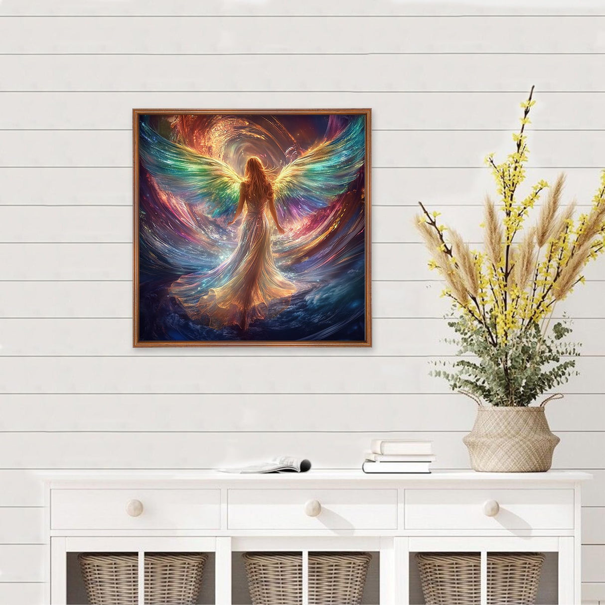 MEIYUDA Diamond Painting Kits for Adults, DIY Angel Diamond Art Kits for Adult Beginners, 5D Rainbow Angel Round Full Drill Gem Art Crafts for Home Wall Decor Present 12x12inch MEIYUDA