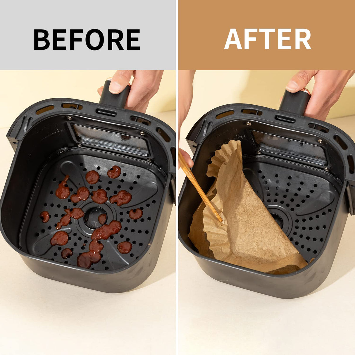 Air Fryer Disposable Paper Liner, 100PCS Food Grade Parchment Liners for Ninja DZ201,Ninja Foodi Dual Air Fryer Accessories Baking Paper (9 * 6, Natural) Ecfvtp