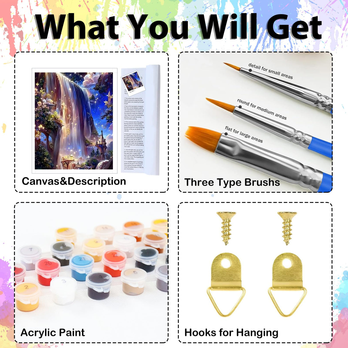 hkejoi Landscape Paint by Numbers Kit for Adults, Waterfall Adult Paint by Number Kits on Canvas,DIY Acrylic Waterfall Paint by Number for Adults Beginners for Home Decor 16x20 Inch hkejoi