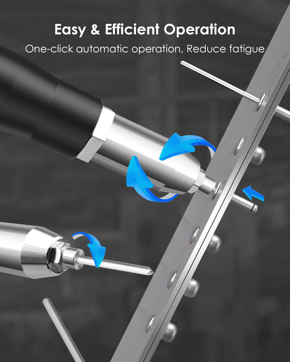 NXQWLL Cordless Rivet Gun, Electric Brushless Blind Rivet Tool Kit with Charger and 2 Batteries, Portable Electric Rivet Gun Kit for 1/8", 5/32", 3/16" Rivets NXQWLL
