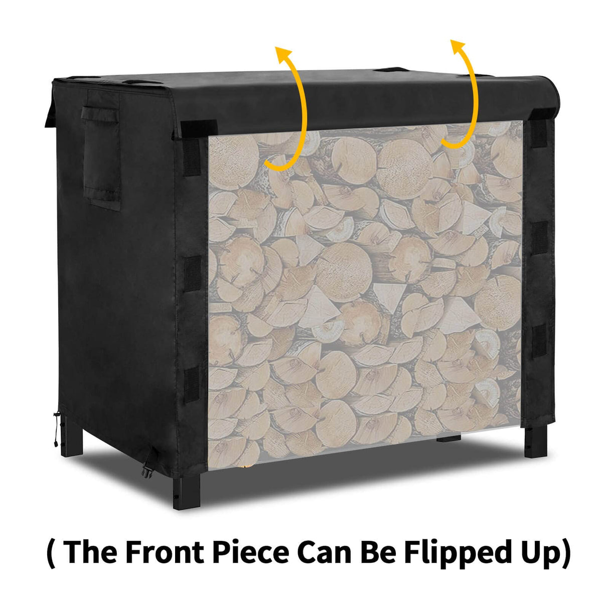 OutdoorLines Firewood Rack Cover, Black, 4FT, 420D Oxford Fabric, Waterproof, Windproof, for 48x24x41in Firewood Holder OutdoorLines