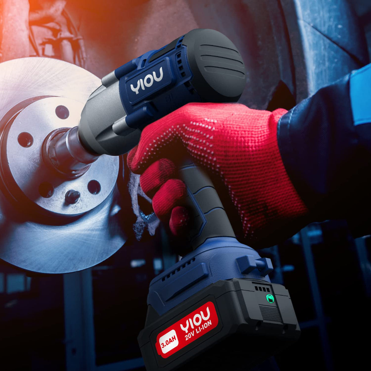 YIOU 20V MAX Cordless Impact Wrench Kit, 1/2 Inch, Compact, Blue YIOU