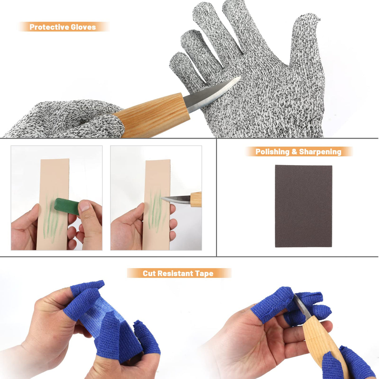 Wood Whittling Kit, 22-in-1 Wood Carving Tools Kit With 11pcs Wood Carving Knives & 4pcs Basswood Wood Blocks, Whith Cut Resistant Gloves & Carving Accessories, Wood Whittling Knife Kit for Beginners QJIUBA