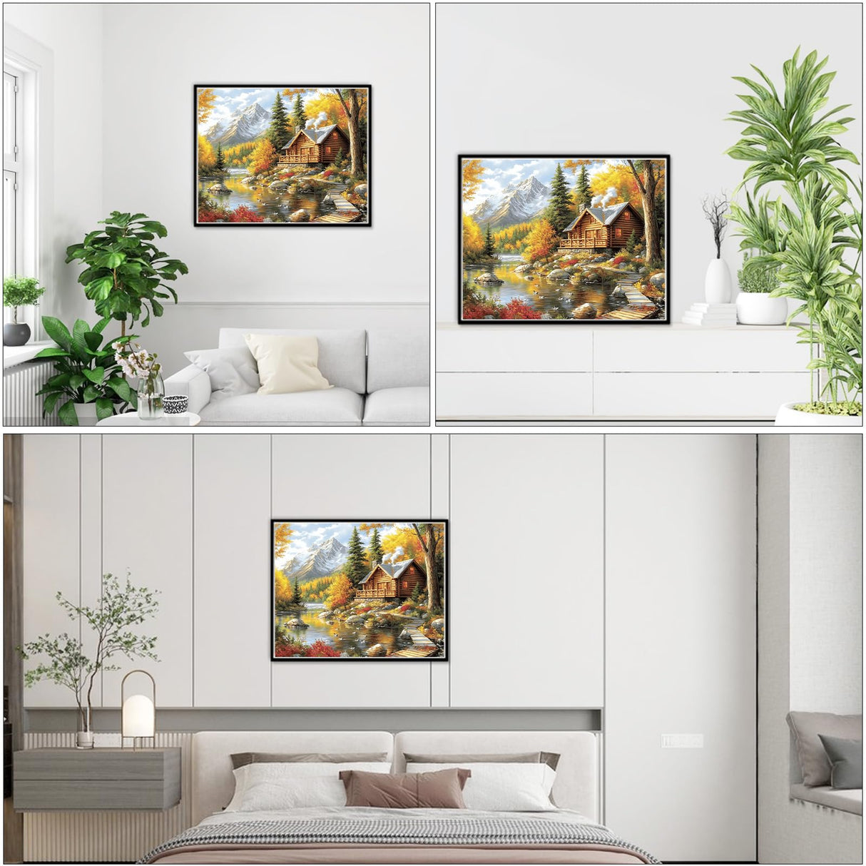 NEWENMO Mountains Paint by Numbers Kit for Adults, Lakes and House Paint by Numbers on Canvas Unframed, DIY Oil Painting Perfect for Beginner, Craft, Hobbies and Home Wall Decor 20x16 in NEWENMO