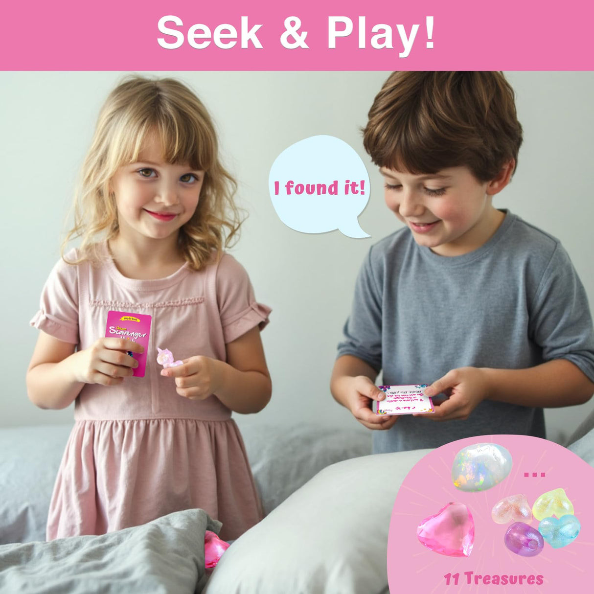 EDUMAN Unicorn Scavenger Hunt Dig Kit - Treasure Dig Kit Interactive Arts & Crafts, STEM Educational Toy with Clue Cards, Gemstone Dig Kits & DIY Jewelry Making Kits for Kids 6+, Ideal Gift for Girls EDUMAN