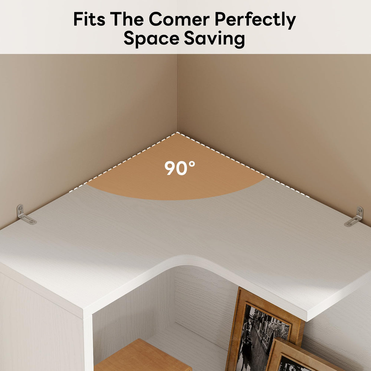 IRONCK Corner Bookshelf, 70.87" Tall Corner Bookcase with Drawers, Corner Shelf Storage Display Rack for Living Room Home Office, White IRONCK