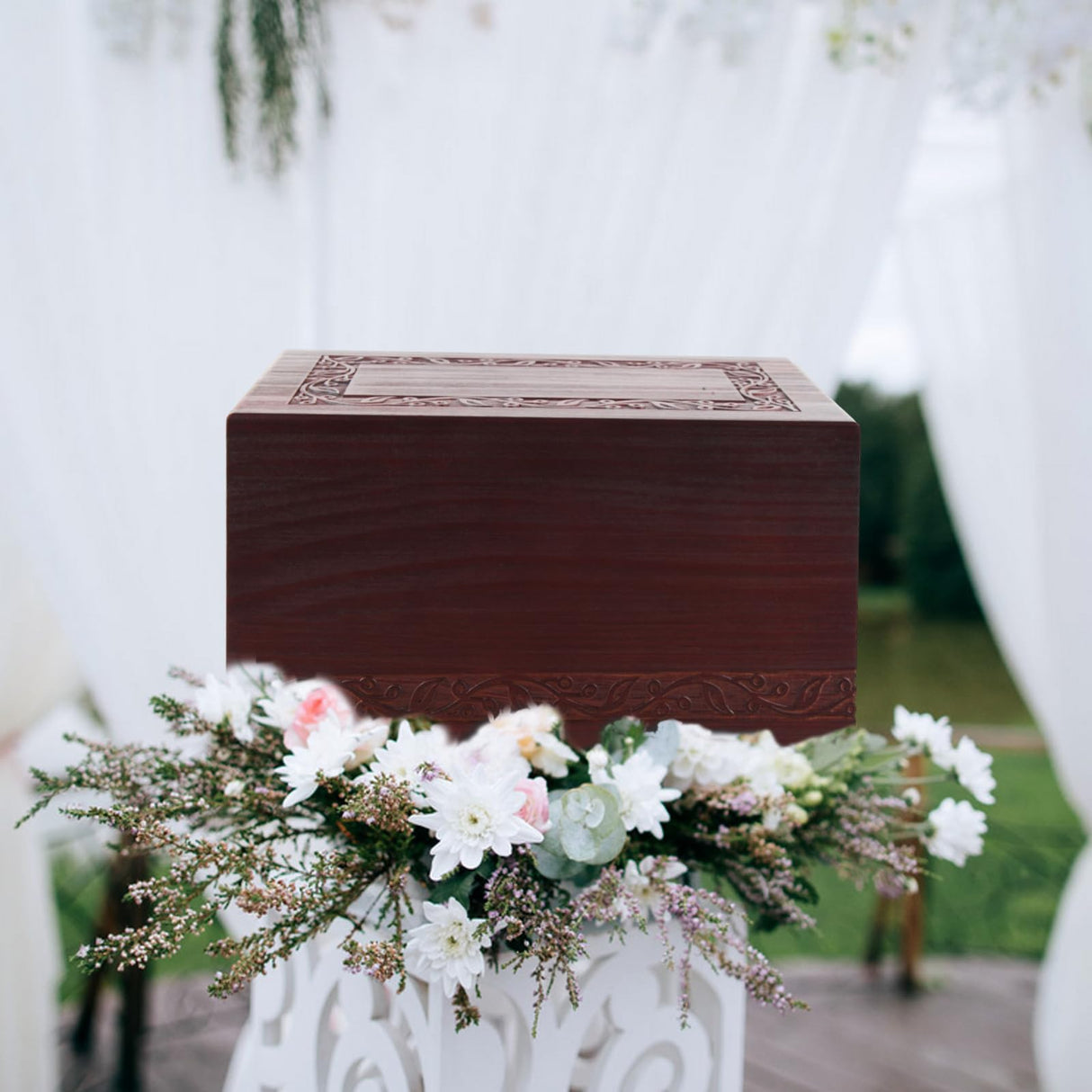 Wooden Urns for Human Ashes Adult Male Female, Up to 250 Cubic inches,Wood Cremation Urns, Funeral Memorial Urns for Ashes Mom Dad (Red) Pepdiy