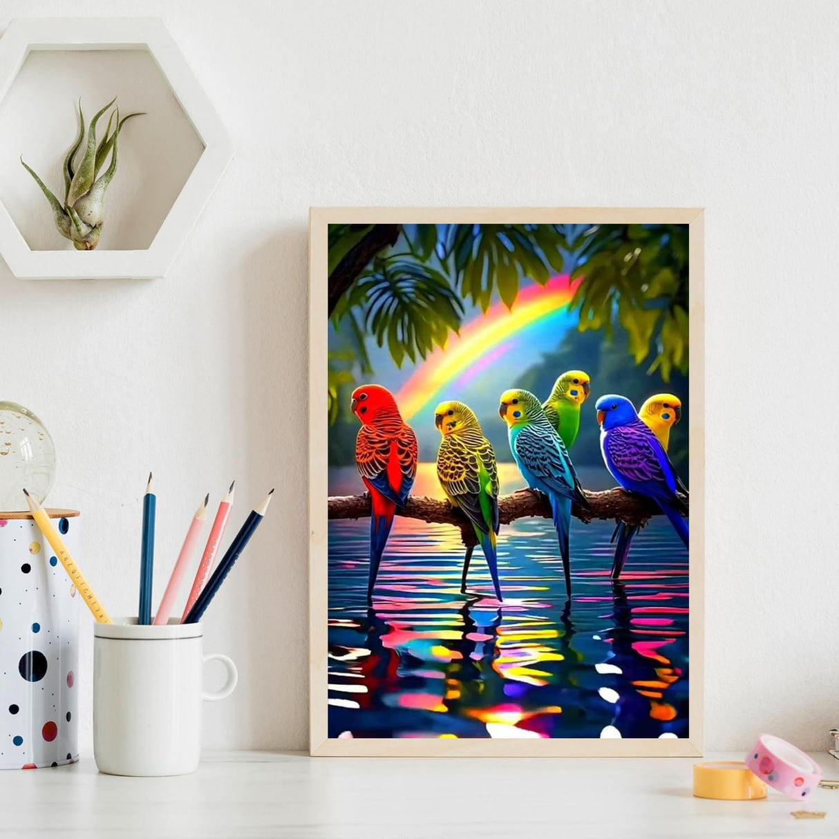 NWQZBYHT Bird Diamond Art Kits for Adults,5D Diamond Painting Kits for Beginner,DIY Round Full Drill Diamond Dots Paintings Picture Gem Art Kits for Adults Crafts Home Wall Decor 12x16 Inch NWQZBYHT