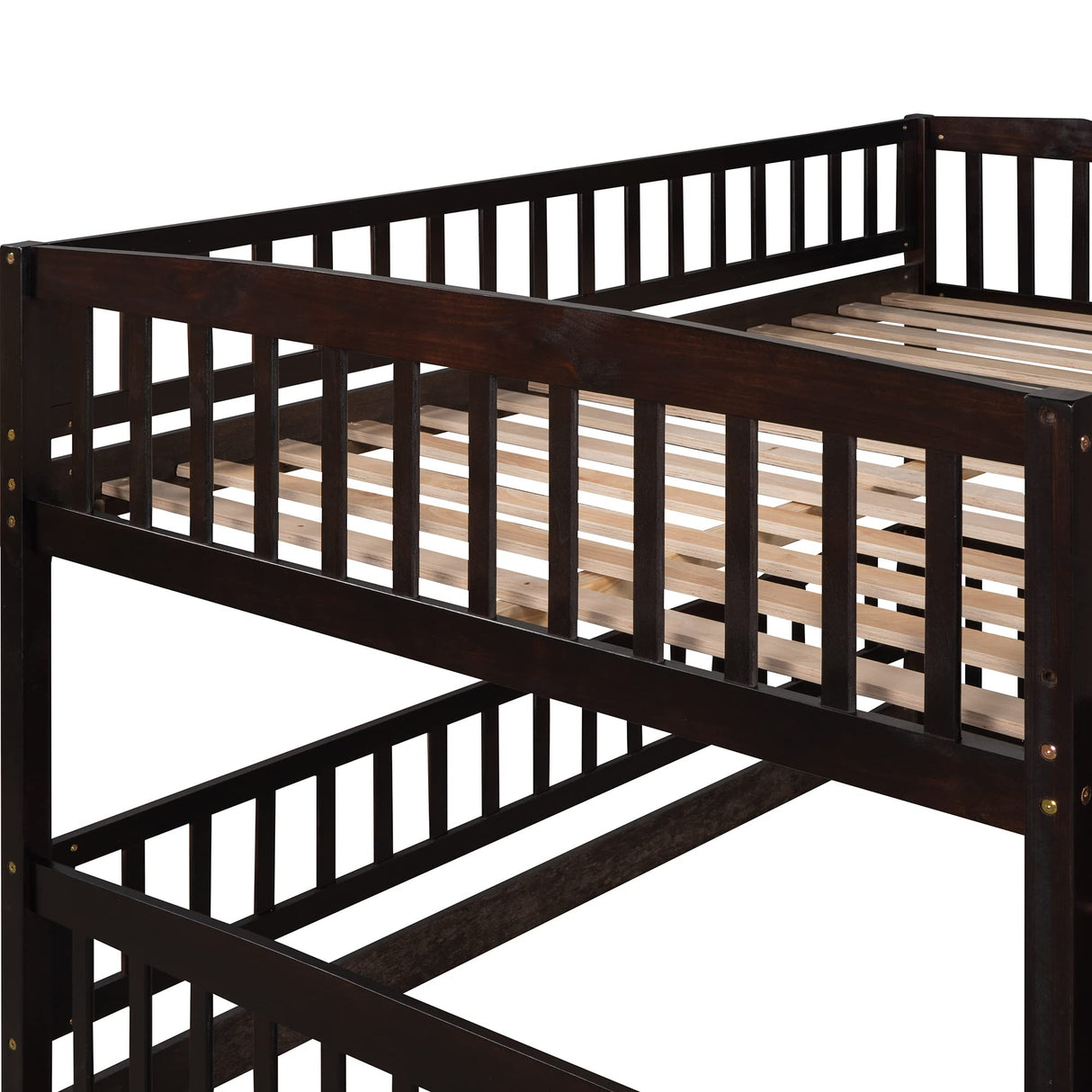 Harper & Bright Designs Bunk Bed with Slide, Full Over Full Low Bunk Bed with Fence & Ladder for Toddler Kids Girls Boys (Espresso) Harper & Bright Designs