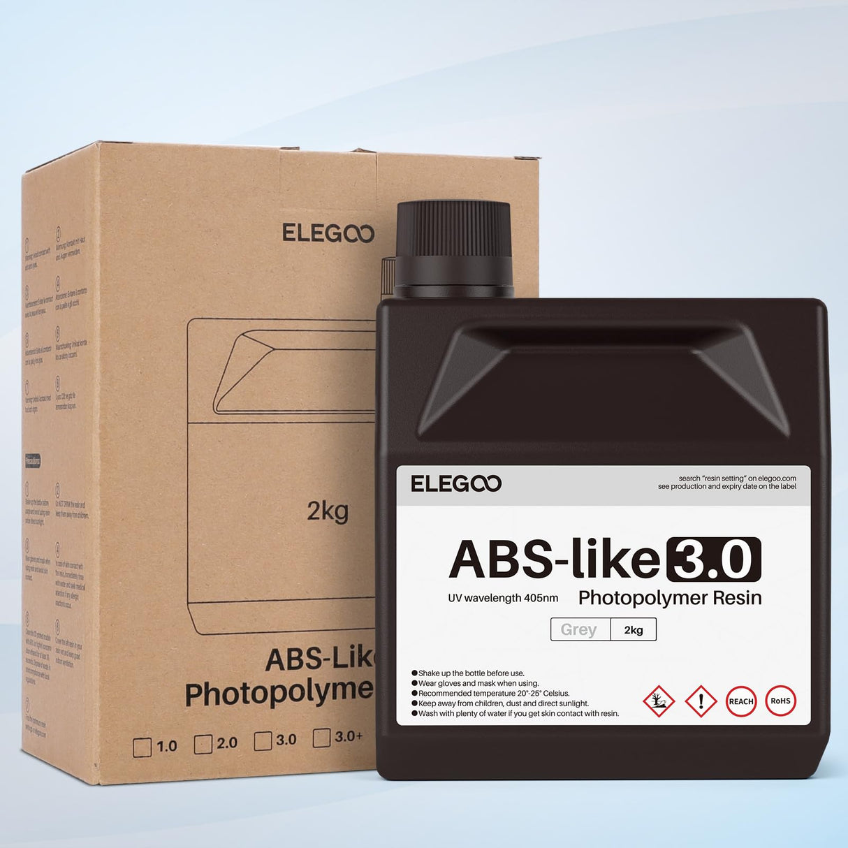 ELEGOO 8K ABS-Like Resin 3.0, Photopolymer Resin UV Curing 405nm, Upgraded ABS 3D Printing Resin, Higher Precision, Lower Shrinkage 3D Resin for LCD/MSLA/DLP 3D Printer, Space Grey 2000G Deeplee