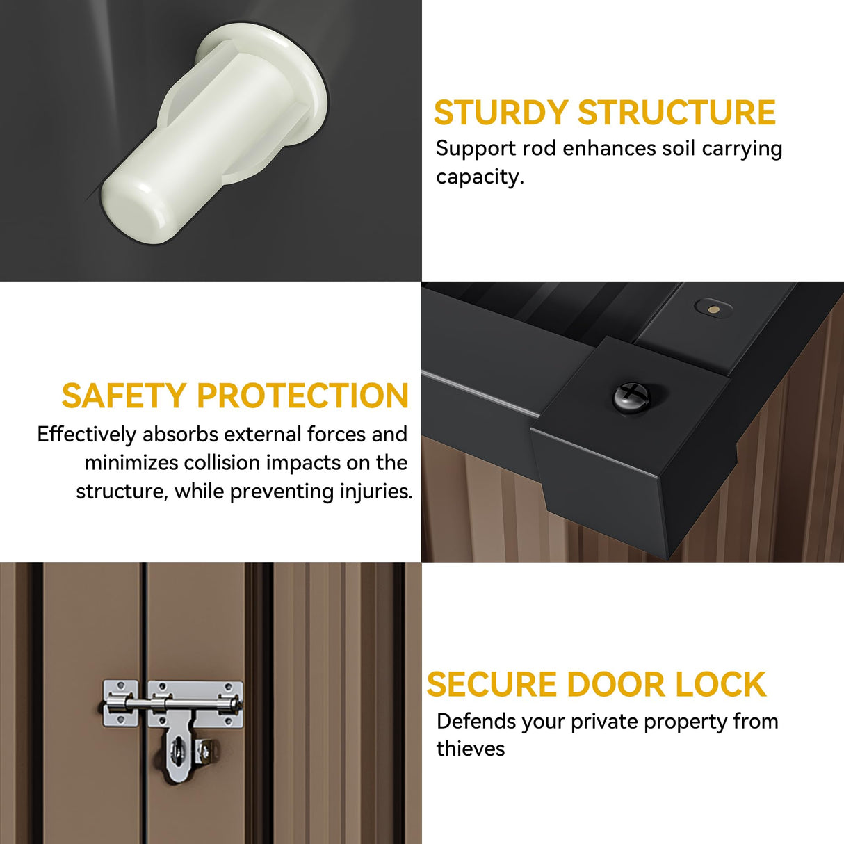 DWVO 8x6 FT Outdoor Storage Shed, Large Metal Tool Sheds, Heavy Duty Storage House with Lockable Doors & Air Vent for Backyard Patio Lawn to Store Bikes, Tools, Lawnmowers, Brown DWVO