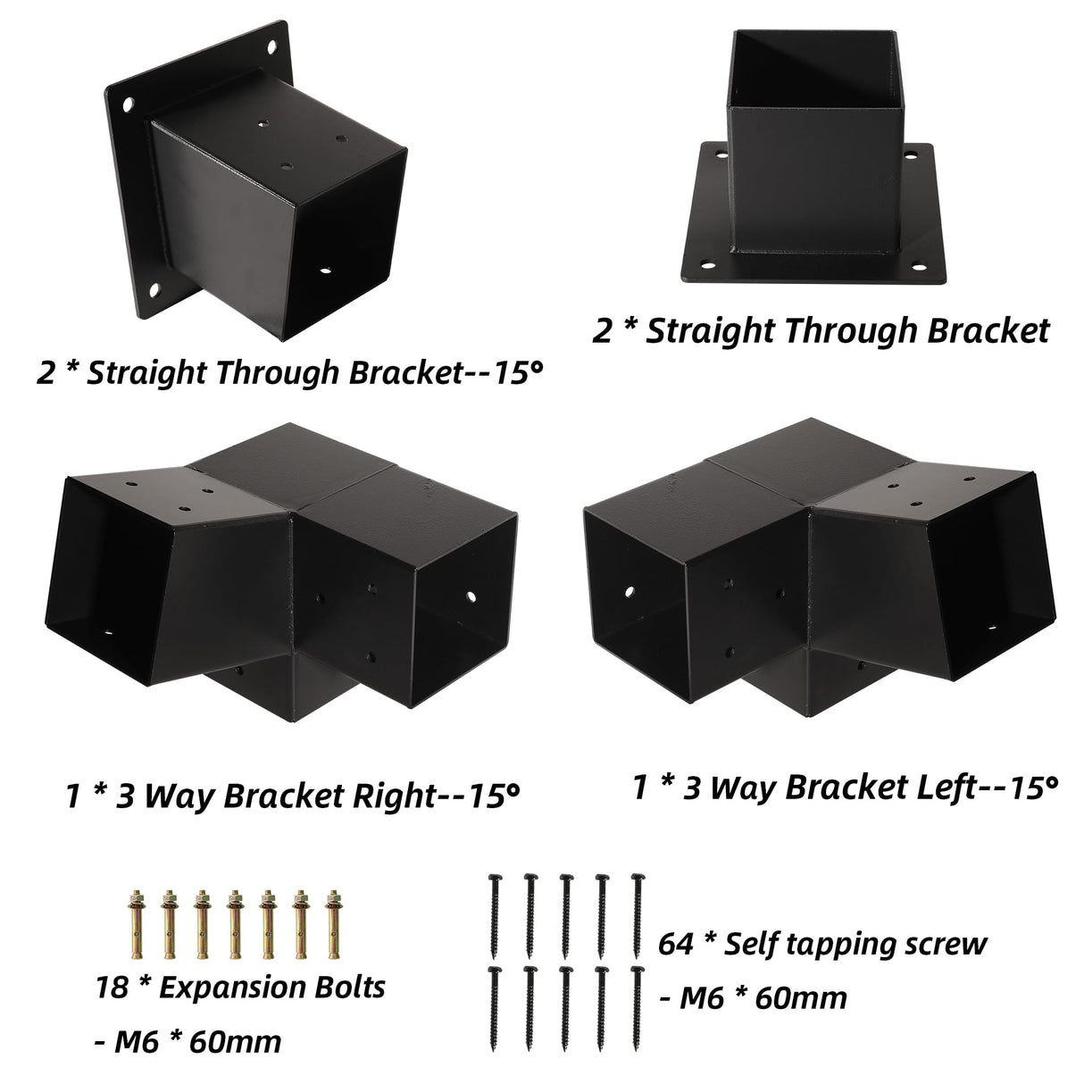 15° Slanted Pergola Brackets Kit for 4" x 4" Wood Pergola, Wall Mount Roof Pergola Bracket Kit, for Gazebo, Pergolas, Wood Stand Sheds, Metal Gazebo Kits - with Screws Riyhch
