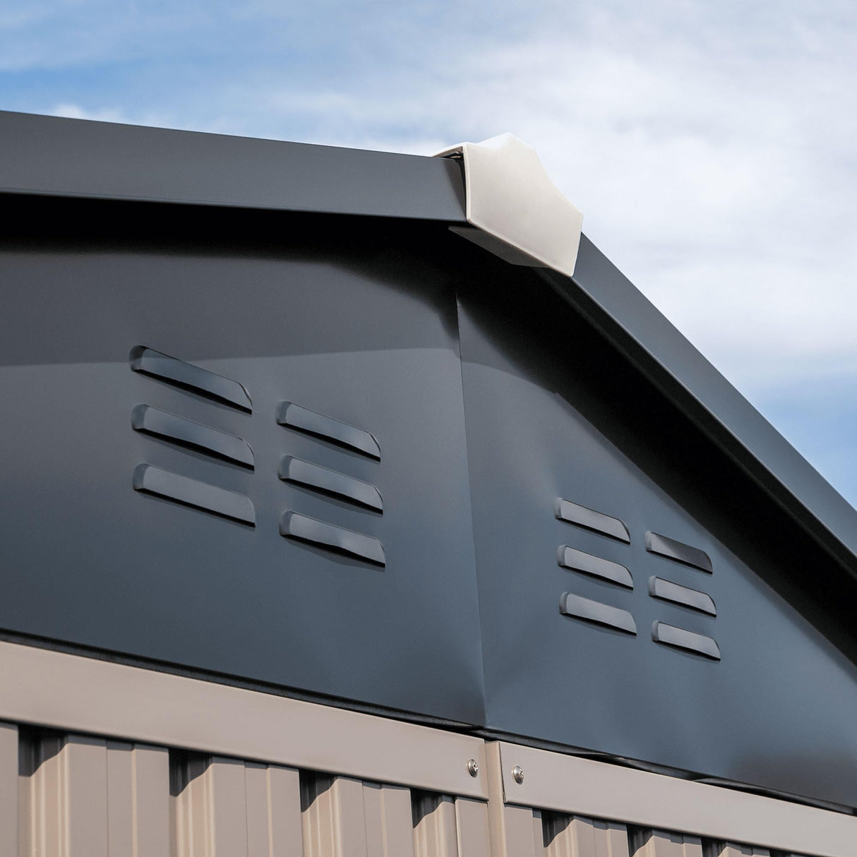 Metal Outdoor Galvanized Steel Storage Shed with Lockable Doors for Backyard or Patio Storage of Bikes, Grills, Supplies, Tools, Toys, for Lawn, Garden, and Camping, Tan (8x6) Cover-It