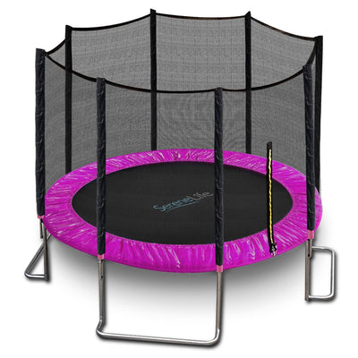 SereneLife 10FT Trampoline Outdoor – Heavy-Duty Backyard Trampoline for Kids and Adults with Wide Jumping Surface, Stable L-Shaped Legs, Safety Net, ASTM Approved, Supports 264 lbs., 120 x 120 IN
