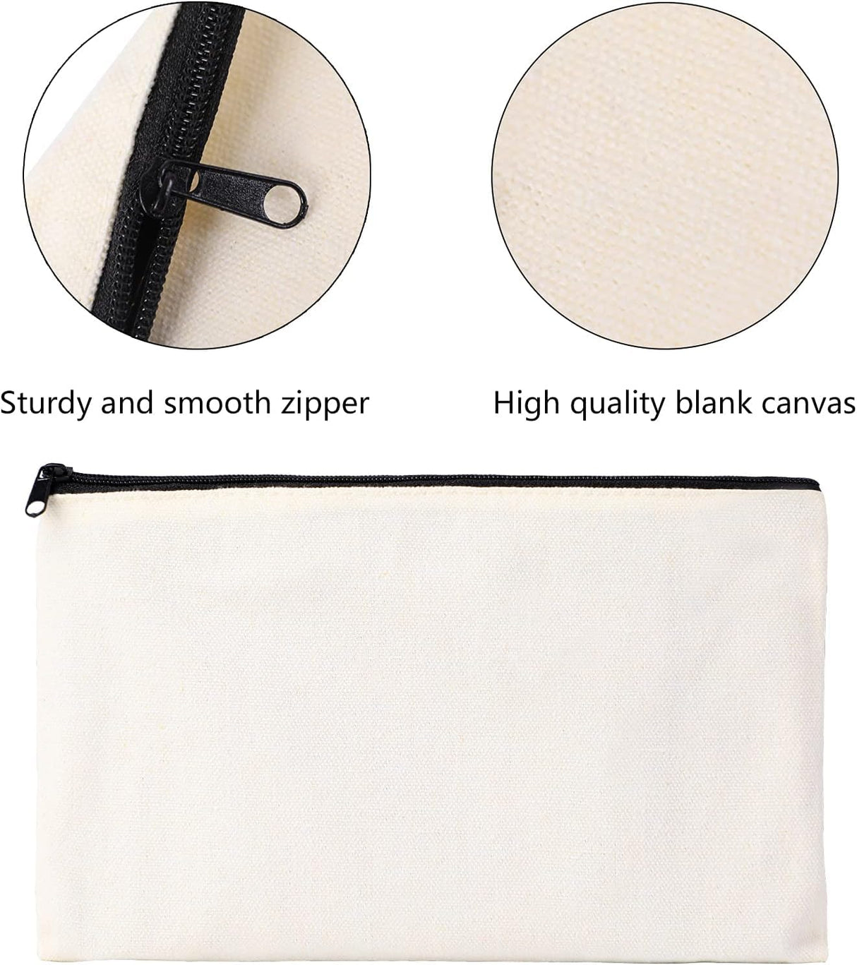 10 Pack Sublimation Blanks Canvas Makeup Bags with Wristband Lanyards, DIY Heat Transfer Cosmetic and Pencil Pouches, Multi-Purpose Travel Toiletry Zipper Bags for Crafting and Personalization HeKimLee